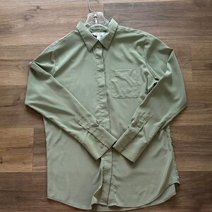 Nine West Olive Button-Down Long Sleeve Shirt